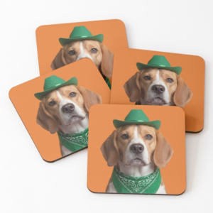 Cowboy Beagle coasters set of 4 - dog coasters with glossy print