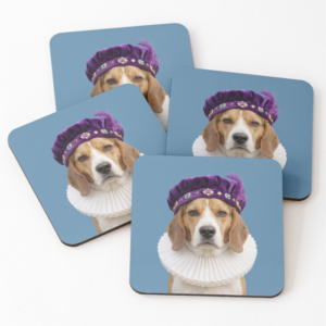tudor beagle coasters set of 4 - dog coasters with glossy print