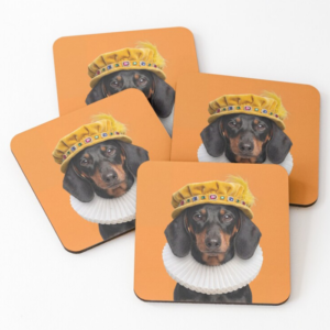 Tudor Dachshund coasters set of 4 - dog coasters with glossy print