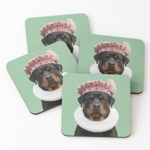 Tudor Rottweiler coasters set of 4 - dog coasters with glossy print