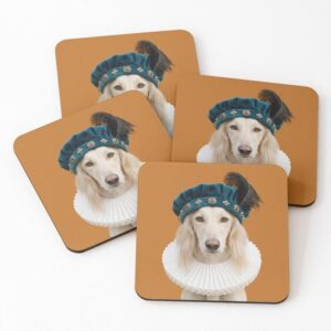 Tudor Saluki coasters set of 4 - dog coasters with glossy print