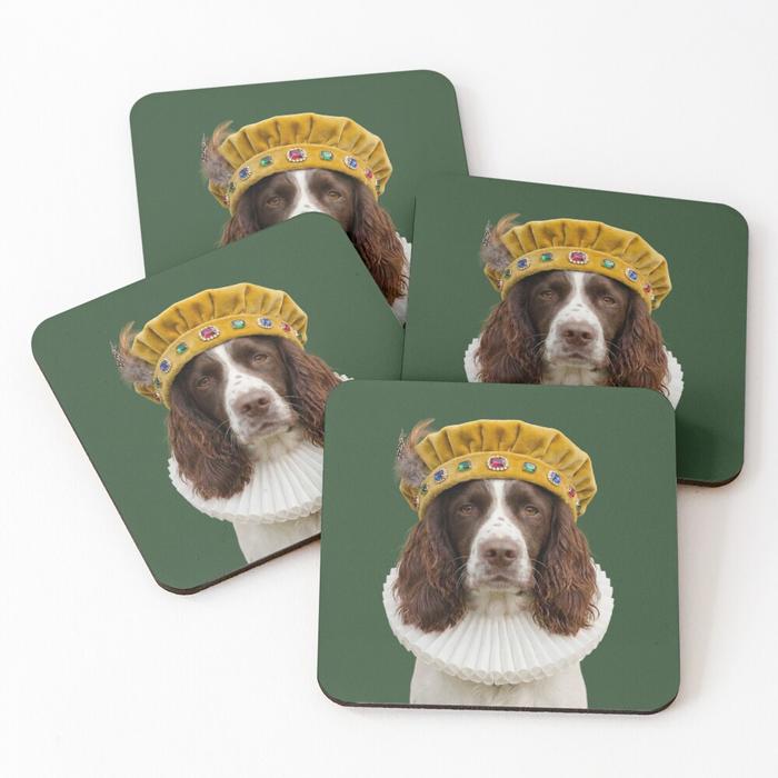 Tudor Springer Spaniel coasters set of 4 - dog coasters with glossy print