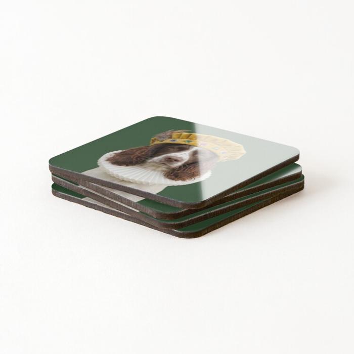Tudor Springer Spaniel coasters stacked - set of 4 dog coasters