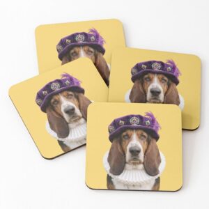Tudor Basset Hound coasters set of 4 - dog coasters with glossy print