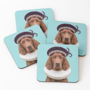 Tudor Irish Setter coasters set of 4 - dog coasters with glossy print